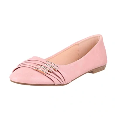 Imagen de Elara Señoras Bailarinas Cómodo Cuero Óptica Rhinestone Piso Chunkyrayan B069 BL Pink 39