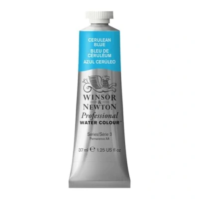 Imagen de Winsor &amp; Newton Acuarela Profesional Pintura de Acuarela, Alta Luminosidad, Resistente a la Luz, Calidad Archivo, Tubo 37 ML, Color Azul Ceruleo