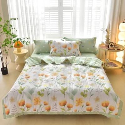 Imagen de Edredón de verano, Suave y Cómodo Reversible Colchas Microfibra Poliester Cama edredones Hipoalergénico, Primavera Matrimonio Individual Manta Dormitorio, Lavable (Sueño 100*150CM)