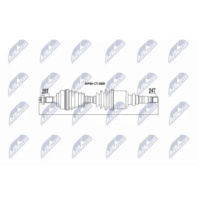 Imagen de NTY NPW CT 009 Árbol de transmisión Eje delantero, derecha 940 CITROËN: Berlingo / First I, C4 Coupé, I Hatchback