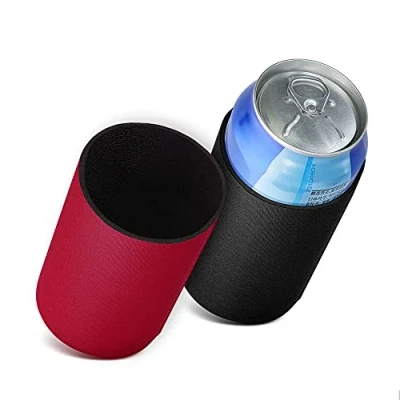 Imagen de kwmobile Fundas de neopreno compatibles con 330ml / 355ml Lata 2x Cubierta enfriadora latas cerveza refresco negro/rojo