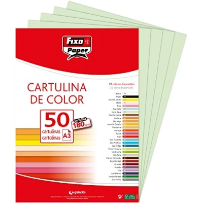 Imagen de Fixo Paper 11120320 Pack de 50 Papel cartulina A3 color verde, 180g