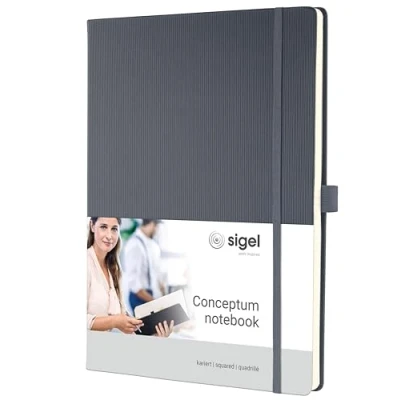 Imagen de SIGEL CO648 Cuaderno premium cuadriculado, A4, tapa dura, gris Conceptum