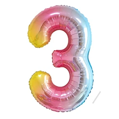Imagen de Globos de Cumpleãnos 3 Arcoíris,101 CM Globo Numeros Gigantes Grandes Decoracion,Globo Numero 3,Globos Niño Niña Adultos,Vuelan con Helio