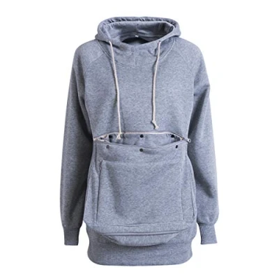 Imagen de Sudadera con capucha para hombre y mujer, bolsillo tipo canguro, grande gris S