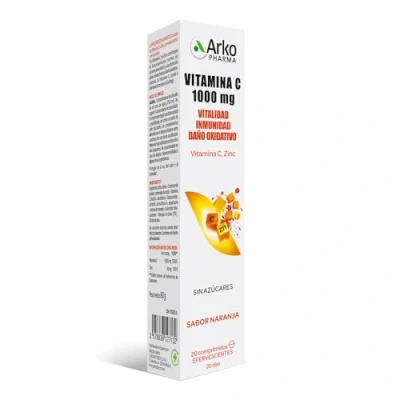 Imagen de Arkopharma Vitamina C 1000 mg, Cansancio, Refuerzo Sistema Inmune, Vitaminas de Mayor Absorción, 20 comprimidos efervescentes, 30 Unidad (Paquete 1)