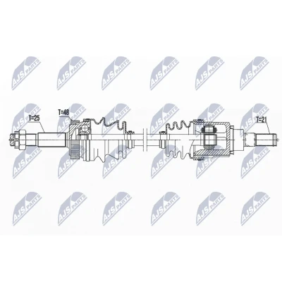 Imagen de NTY NPW NS 076 Árbol de transmisión Eje trasero, trasero izquierda, derecha 800 NISSAN: Qashqai / Qashqai+2 I, X Trail