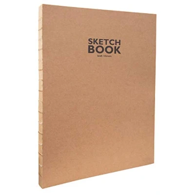 Imagen de Sketchbook Kraft Cuaderno de bocetos con encuadernación Hilo Abierto, DIN A4, 120 Hojas, 100 g/m², Papel estraza Resistente y reciclable Fibras Naturales sin blanquear, Naturaleza