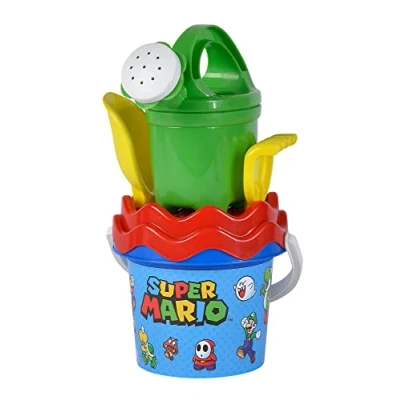 Imagen de SIMBA Sandspielzeug Playa Baby de Super Mario con Accesorios, Medidas: 14x14x11cm, Incluye Cubo, Tamiz, Pala, Rastrillo, Regadera, A Partir 1 año (109234593), Color Verde, 14CM