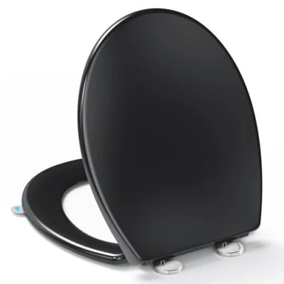 Imagen de YEAUPE PRO Tapa Wc Forma O Universal, Asiento de Inodoro Cierre Suave en con Liberación Rápida para una Fácil Limpieza, Negro, 44,6 x 37,2 5,2 cm