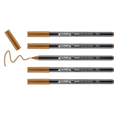 Imagen de edding 1300 rotulador de color trazo medio ocre x5 punta redondeada 2 mm para dibujar y escribir el colegio, mandalas, Bullet Journals