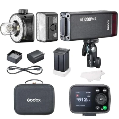 Imagen de Godox AD200Pro II AD200 Pro Flash de cámara Speedlight 200Ws Led Video Light, TTL 2.4G, HSS, 500 Flashes Potencia Completa, para cámaras Sony Canon Nikon Fuji (AD200 actualizado)