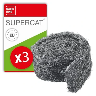 Imagen de SWISSINNO Lana de Acero Stop Roedores contra Ratones Ratas comadrejas e Insectos Barrera Duradera impenetrable 100% Longitud 3 x 50 cm