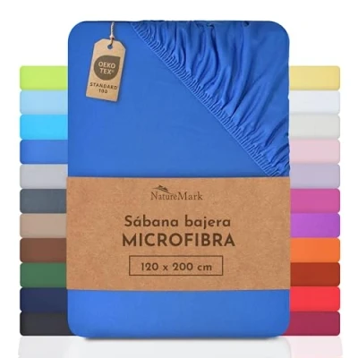 Imagen de NatureMark Sábanas de Microfibra SPANNBET a un Precio Especial! Muchos tamaños y Colores Marca (120x200 cm, Azul Real)