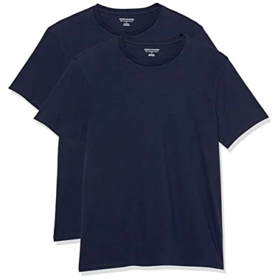 Imagen de Amazon Essentials Camiseta de Manga Corta, Cuello Redondo y Corte Ajustado Hombre, Pack 2, Azul Marino, XL