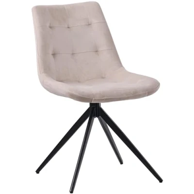 Imagen de CLP Silla de Comedor Merna en Terciopelo o Tela I Butaca Moderna Cocina giratoria con Base metálica 4 Patas, Color:Crema, Material:Terciopelo