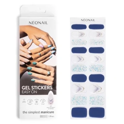 Imagen de NEONAIL gel UV Stickers Easy On M10 Brillo Azul 15 Modelos Semicurado de pegatinas uñas postizas Nail Art Decoracion Rapido para Arte Diseña tus