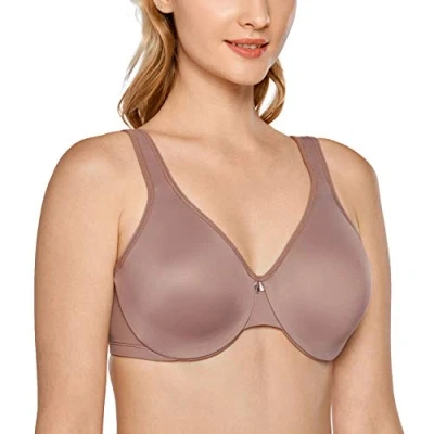 Imagen de DELIMIRA Sujetador Reductor con Aros Talla Grande Copa Completa para Mujer Mochaccino 95B