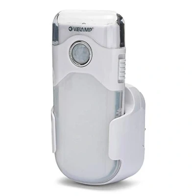 Imagen de Velamp Night Guard Linterna de emergencia automática con función luz cortesía y detector movimiento LED Ideal para pasillos, escaleras, dormitorios, salones blancos
