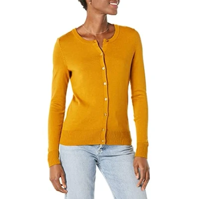 Imagen de Amazon Essentials Jersey Cárdigan de Cuello a La Caja Ligero (Disponible en Tallas Grandes) Mujer, Marrón Tabaco, L