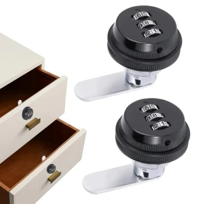Imagen de 2 Pedazo Cerradura de Vombinación Cajón, Combinacion Cam Lock, Buzón Combinación, Código Gabinete, para Puertas Cajones Seguridad, Cajas Herramientas