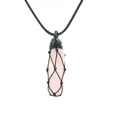 Imagen de piedra Preciosa, péndulo de Cristal, colgante natural Hexagonal para Radiestesia, Chakra Reiki Adivinación Meditación Wicca (Cuarzo rosa)