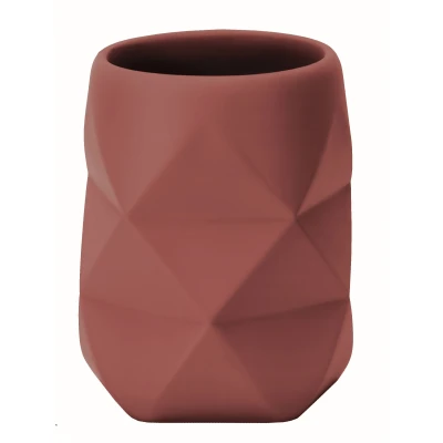 Imagen de Kleine Wolke Crackle Vaso para cepillos de Dientes, Resina, Palisandro, 8 x 10 cm