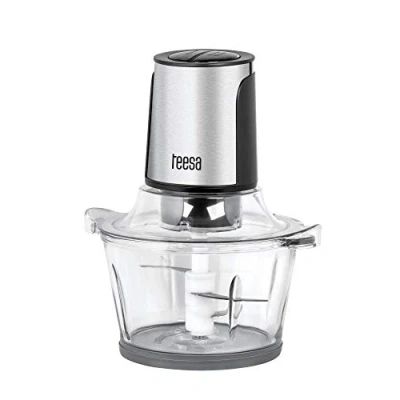 Imagen de UNI T Picadora con Cuenco de Cristal 1,5 l 400 W / TSA3227, Vidrio Acero Inoxidable Plástico, 2 Velocidades, Plata