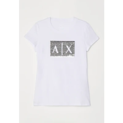 Imagen de Armani Exchange Camiseta estampada, Mujer, Talla: Small, White ground
