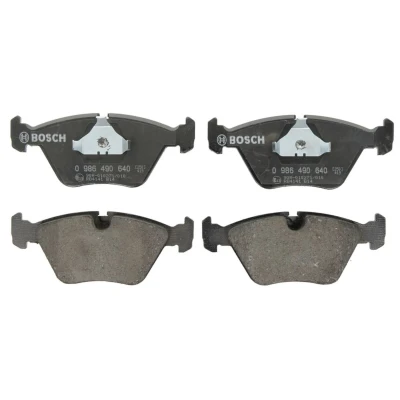 Imagen de BOSCH 0 986 490 640 Juego de pastillas freno Low Metallic Chapa antichirridos, con clip émbolo BMW: 5 Berlina, 3 7