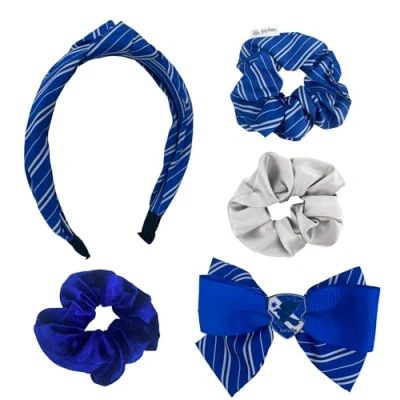 Imagen de Harry Potter Accesorios para Cabello Niña, Diseño Ravenclaw, Incluye 3 Scrunchies Gomas el Cabello, Lazo Pinza y Diadema, Regalo Hogwarts Azul