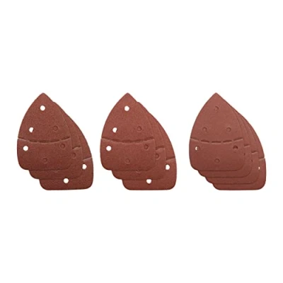 Imagen de RYOBI Juego de 10 Discos Lijado Auto Adherentes 140x100mm para Lijadora Triangular Abrasivos 3 Tipos Grano 60, 80 y 120 Eficientes Duraderos SCS10A1