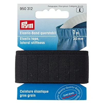 Imagen de Prym Cinta elástica, rigidez lateral, 30 mm, negro, poliéster, 1 m