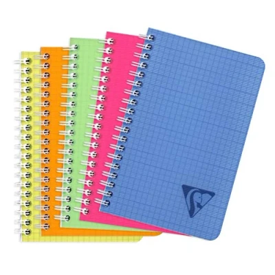 Imagen de Clairefontaine 328535C Collection Linicolor Fresh Un Carnet à Spirale 11x17 cm 100 Pages Petits Carreaux Papier Blanc 90 g Couverture Polypro Transparent Couleur Aléatoire