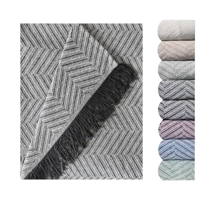 Imagen de GFD Colcha Multiusos para sofá y Cama Espiga Algodón Poliéster, Manta Foulard Cómoda Práctica Suave, Plaid Cubrecama, Cubre (Gris, 125 x 180)