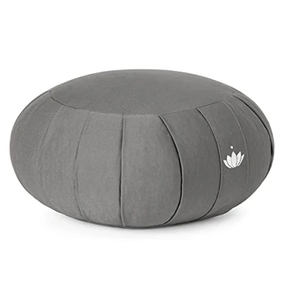 Imagen de Lotuscrafts Cojin Zafu Meditación Yoga Zen Altura 15 cm Relleno de Espelta Cubierta en Algodon Lavable Suelo Redondo Meditation Cushion Certificado Gots