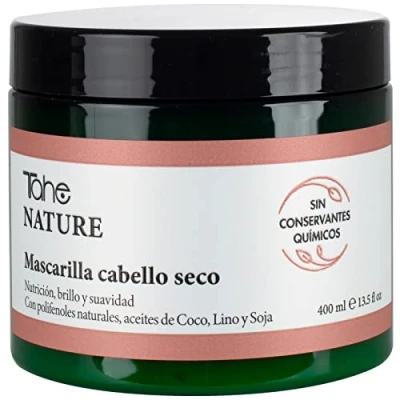 Imagen de Tahe Nature Mascarilla para cabello seco con Polifenoles naturales, Aceites de Coco, Lino y Aceite Soja, 400 ml