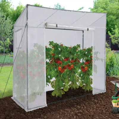 Imagen de Invernadero de jardín blanco para todo tipo clima con ventana y puerta cremallera