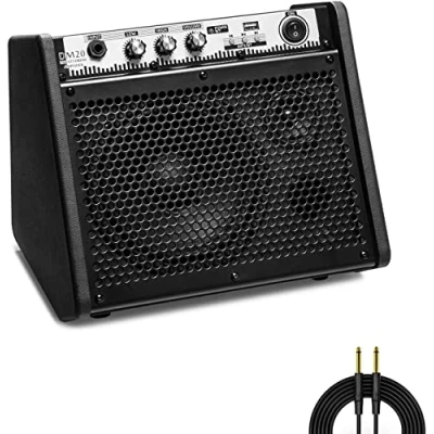 Imagen de Coolmusic DM20 Bluetooth Amplificador de Monitor Personal Tambor eléctrico Altavoz, Teclado y Altavoz Guitarra acústica (20W con cable)
