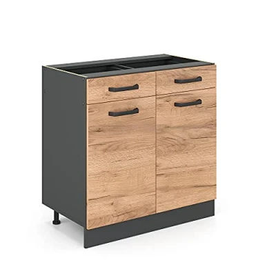 Imagen de Vicco Mueble bajo de Cocina R Line, Roble Dorado/Antracita, 80 cm sin encimera