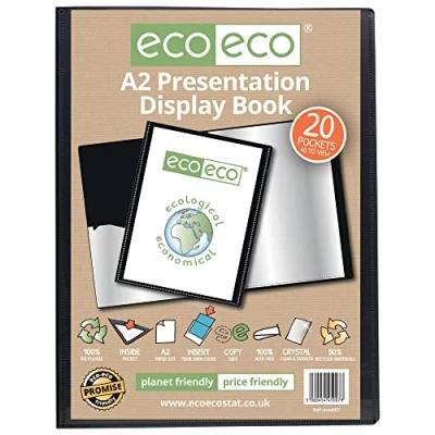 Imagen de eco A2 50% Reciclada 20 Bolsillo de Color Negro Presentación Libro Exhibición