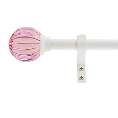 Imagen de Decopolitan Juego de barras cortina bola acanalada 5/8 pulgadas, 26 a 48 rosa
