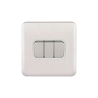Imagen de Schneider Electric GGBL1032WSSS Lisse Interruptor sin Tornillos (10 AX, 3G, 2 W, 240 V, Acero Inoxidable)