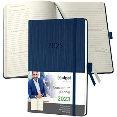 Imagen de SIGEL C2362 Agenda semanal Conceptum 2023 aprox. A5 azul oscuro hardcover dos páginas = una semana 192 S.