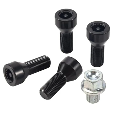 Imagen de Pernos de Rueda,Rueda Tornillos bloqueo rueda automóvil M14 X 1,25 Tuerca cubo Tornillo antirrobo con llave apto for BMW R50 1 2 3 4 5 6