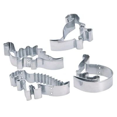 Imagen de KitchenCraft Cortadores Dinosaurios, Acero Inoxidable, Plateado, 13x9.26x3 cm, 4 Unidades