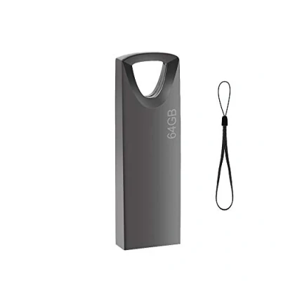 Imagen de Memoria USB 64 GB Mini Pendrive Impermeable Flash Drive 64GB para Computadoras, Tabletas Almacenamiento de Datos (Gris)