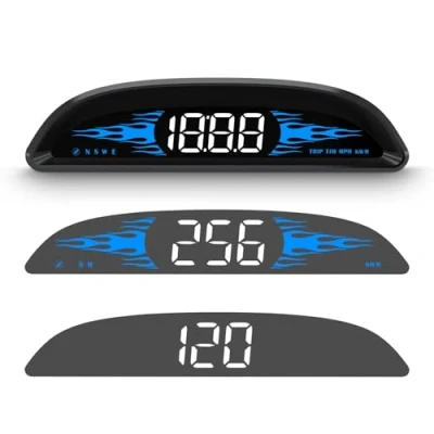 Imagen de AMROOLOO Velocímetro GPS para coche, mostrando velocidad, velocímetro, recordatorio de velocidad y conducción fatiga, compatible con todos los coches, pantalla frontal