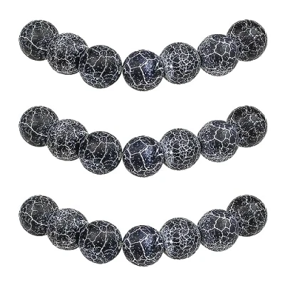 Imagen de MJDCB 10mm 35 piezas Cuentas de Piedra Ágata Vena Dragón Negra Redondas Sueltas Piedras Semipreciosas Naturales para Hacer Joyas Pulseras Collares