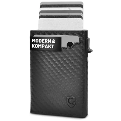 Imagen de GenTo SMARTLET Push cartera con compartimento para monedas, funda de metal, delgada Protección RFID NFC Monedero pequeño Estuche delgado tarjetas, gris oscuro, Münzfach S +